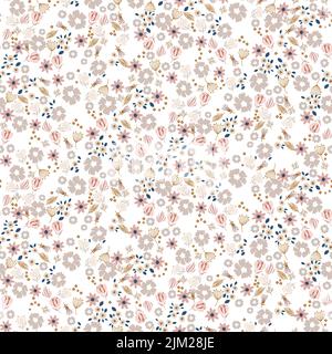 Motif Millefleur pastel fleurs tendre sans couture. Illustration de Vecteur