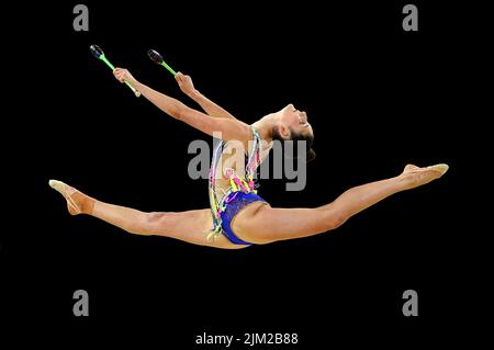 Mie Alvarez de Gibraltar lors de la gymnastique rythmique, de la finale d'équipe et de la qualification individuelle - sous-division 1 à l'Arena Birmingham le septième jour des Jeux du Commonwealth 2022 à Birmingham. Date de la photo: Jeudi 4 août 2022. Banque D'Images