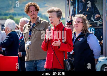 La princesse royale lors de la répétition de travail du Royal Edinburgh Military Tattoo de cette année, intitulé Voices, à la caserne de Redford, à Édimbourg. Date de la photo: Jeudi 4 août 2022. Banque D'Images