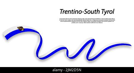 Le ruban ou la bande ondulée avec le drapeau du Trentin-Tyrol du Sud est une région de l'Italie Illustration de Vecteur
