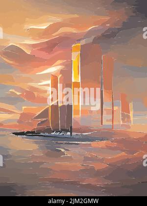 les bâtiments brûlent la nuit Illustration de Vecteur