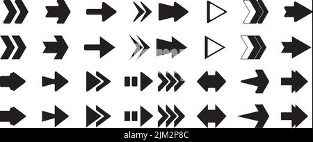 Illustration numérique d'un lot de différentes flèches et icônes Illustration de Vecteur