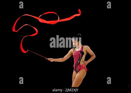 Anna-Marie Suzanne Quin Ondaatje au Sri Lanka pendant la gymnastique rythmique, la finale de l'équipe et la qualification individuelle - sous-division 1 à l'Arena Birmingham le septième jour des Jeux du Commonwealth de 2022 à Birmingham. Date de la photo: Jeudi 4 août 2022. Banque D'Images