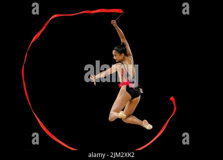 Anna-Marie Suzanne Quin Ondaatje au Sri Lanka pendant la gymnastique rythmique, la finale de l'équipe et la qualification individuelle - sous-division 1 à l'Arena Birmingham le septième jour des Jeux du Commonwealth de 2022 à Birmingham. Date de la photo: Jeudi 4 août 2022. Banque D'Images