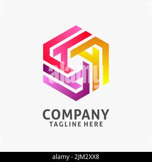Logo hexagonal abstrait rond Illustration de Vecteur
