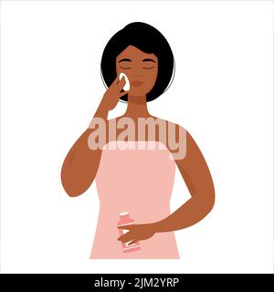 Routine quotidienne de soin de la peau pour les filles Illustration de Vecteur