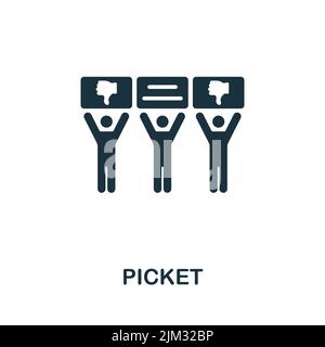 Icône de piquet. Icône de protestation monochrome de ligne simple pour modèles, web design et infographies Illustration de Vecteur