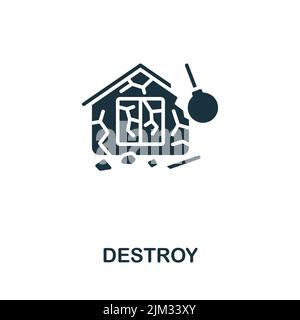 Icône détruire. Icône de protestation monochrome de ligne simple pour modèles, web design et infographies Illustration de Vecteur