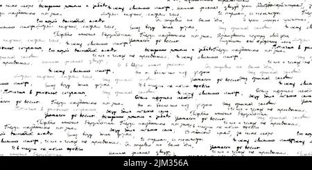 Phrases manuscrites noires illisibles motif sans couture sur fond blanc Illustration de Vecteur