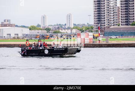 Le Royal Docks une spectaculaire célébration de finale alors que l'événement de fin de la Clipper Round the World Yacht Race aura lieu à côté du Royal Albert Dock Banque D'Images