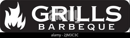 Modèle vectoriel d'inspiration avec logo d'icône de restaurant grill Illustration de Vecteur