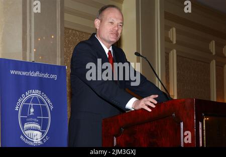 Bureau du secrétaire - SECRÉTAIRE DONALD EVANS PRÉSENTATION DU CONSEIL DES AFFAIRES MONDIALES Banque D'Images