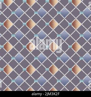 A 2D illustration of a colorful geometric chrome seamless pattern made of rhombuses Banque D'Images