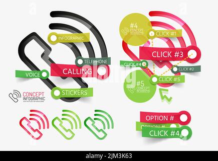 Infographies téléphoniques et nuage de balises ou options de texte modifiables, éléments d'infographie Illustration de Vecteur