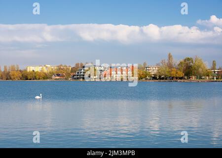 The landscape of Balatonlelle resort on the shores of Lake Balaton - Hungary Stock Photo