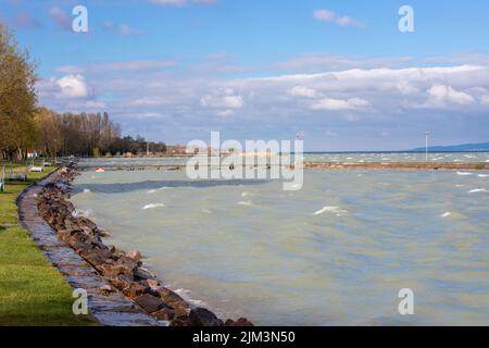 The landscape of Balatonlelle resort on the shores of Lake Balaton - Hungary Stock Photo