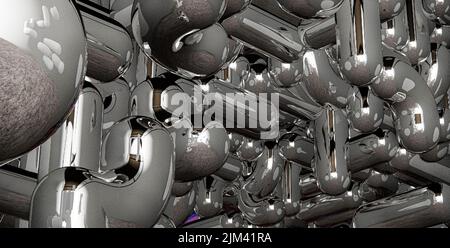 Un rendu de 3D miroirs réfléchissants pour un arrière-plan métaverse abstrait Banque D'Images