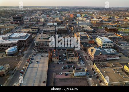 Photo de drone du centre-ville de Sioux Falls Banque D'Images