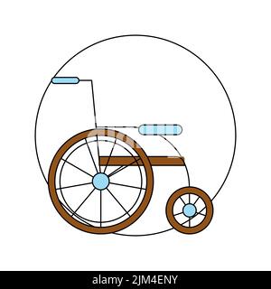 Modèle rond d'icône de soins de santé, symbole de fauteuil roulant, élément de conception médicale isolé sur fond blanc. Illustration vectorielle d'art plat. Illustration de Vecteur