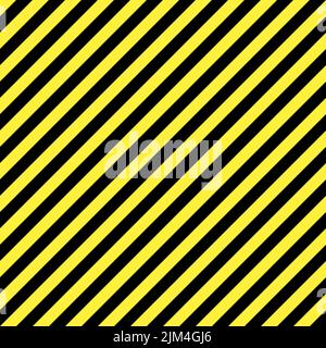 Motif d'avertissement de rayures diagonales. Texture vectorielle à rayures diagonales noire et jaune. Illustration de Vecteur