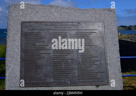 Mémorial à ceux qui ont péri dans le HMS Affray sur 16 avril 1951, situé à Braye Harbour, Alderney, îles Anglo-Normandes, Grande-Bretagne, juin 2022. Banque D'Images