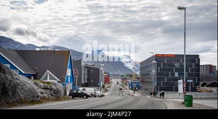 Magasins et commerces à Aqqusinersuaq, à Nuuk (Groenland), le 20 juillet 2022 Banque D'Images