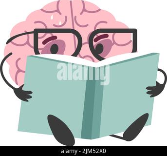 Livre de lecture de personnages de cerveau, intelligent Illustration de Vecteur