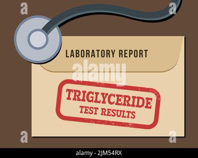 Résultats des tests de laboratoire sur les triglycérides. Concept de santé. Enveloppe de rapport de laboratoire médical. Illustration vectorielle. Illustration de Vecteur