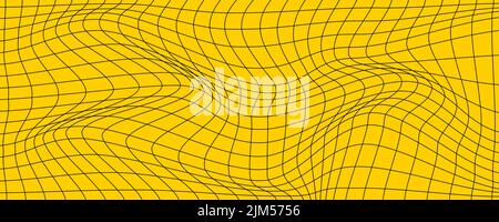 Maillage déformé, 3D arrière-plan numérique. Grille ondulée, motif futuriste abstrait. Arrière-plan illusion optique, gauchissement. Toile de fond du cyberespace Illustration de Vecteur