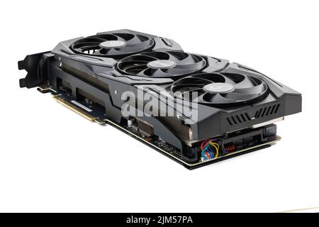 ASUS ROG Strix Advanced Nvidia RTX 2070 super - grande carte graphique de jeu contemporaine noire isolée sur fond blanc à Tula, Russie, - 27 juillet, 2 Banque D'Images