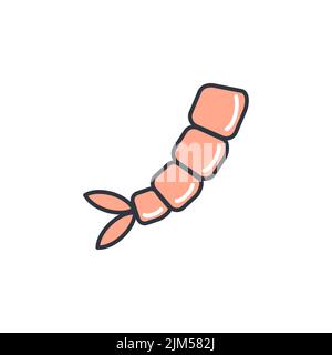 Illustration vectorielle de l'icône de la ligne de couleur de crevettes. Image simple des fruits de mer. Tigre de mer ou de la crevette de roi sain de la nourriture saine logo Illustration de Vecteur