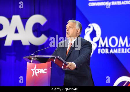 Dallas, Texas, États-Unis. 4th août 2022. (NOUVEAU) le Premier ministre hongrois Viktor Orban participe à la Conférence du CPAC dans l'État du Texas. 4 août 2022, Texas, États-Unis: Le Premier ministre hongrois Viktor Orban, s'exprimant lors de la Conférence d'action politique conservatrice (CPAC), tenue dans l'État du Texas, aux États-Unis, jeudi (4). Orban est peut-être la figure la plus controversée à prendre la parole à l'événement, qui se poursuivra jusqu'au dimanche 7th. Le premier ministre parle au panel « Comment nous nous battons » sur la phase principale de l'événement. La conférence est diffusée en direct sur le site Web du CPAC et en ligne sur Fox Banque D'Images