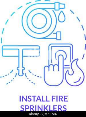 Installer les arroseurs d'incendie icône de concept de gradient bleu Illustration de Vecteur