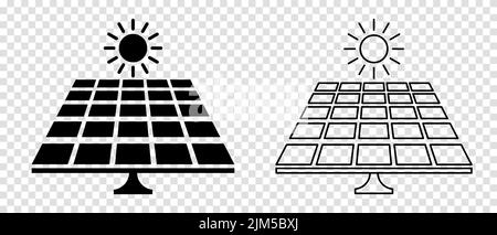 Icône du panneau solaire. Style art plat et ligne. Illustration vectorielle isolée sur fond transparent Illustration de Vecteur