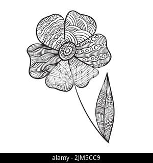 Zen Doodle anti-stress coloriage page fleur. Page de coloriage pour adultes et enfants. Illustration vectorielle dessinée à la main. Nœuds zen Illustration de Vecteur