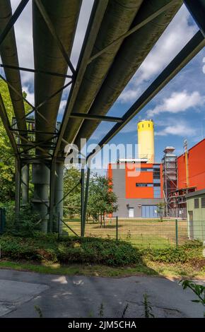 Heizkraftwerk Hiltrop, der Stadtwerke Bochum, erdgabetriebenes Heizkraftwerk, das als Gas-und-Dampf-Kombikraftwerk gebaut ist, das Kraftwerk versorg Banque D'Images