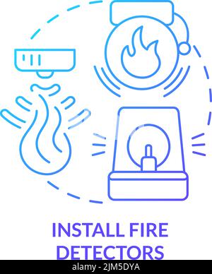 Installer les détecteurs d'incendie icône de concept de gradient bleu Illustration de Vecteur