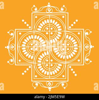 Illustration vectorielle de la conception mandala isolée sur un fond orange Illustration de Vecteur