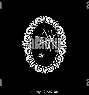 Travail de la bande noire du miroir brisé. Illustration vectorielle d'objets dessinés à la main. Illustration de Vecteur