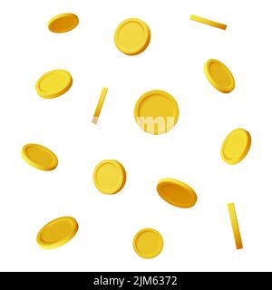 3D pièces d'or tombant isolées. Pluie d'argent Illustration de Vecteur