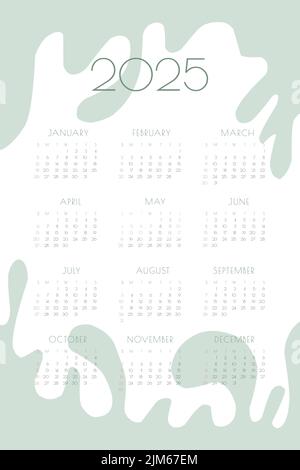 calendrier 2025 avec délicat design minimaliste palette de couleurs pastel. Illustration de Vecteur