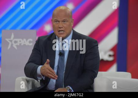 Dallas, Texas, États-Unis. 4th août 2022. (NOUVEAU) Matthew Whitaker prononce un discours lors de la Conférence d'action politique conservatrice 2022 à Dallas, Texas. 4 août 2022, Dallas, Texas, États-Unis. Matt Whitaker fait des remarques lors de la Conférence d'action politique conservatrice (CPAC), qui s'est tenue dans l'État du Texas, aux États-Unis, jeudi (4). Matthew George Whitaker est un avocat américain, lobbyiste et homme politique qui a servi comme procureur général par intérim des États-Unis de 7 novembre 2018, à 14 février 2019. Il a été nommé à ce poste par le président Donald Trump après la démission de Jeff sessions à tr Banque D'Images