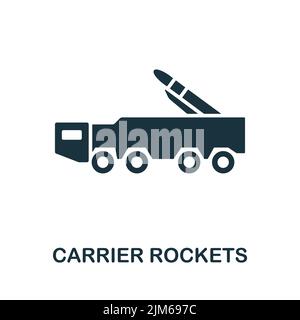Icône Carrier Rockets. Icône d'arme de ligne simple monochrome pour les modèles, la conception Web et les infographies Illustration de Vecteur