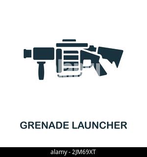 Icône de lancement de grenade. Icône d'arme de ligne simple monochrome pour les modèles, la conception Web et les infographies Illustration de Vecteur