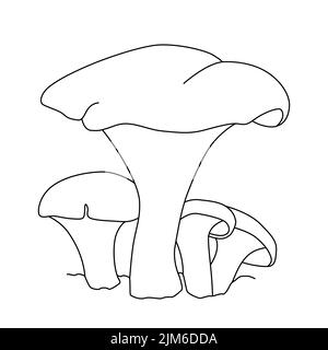 Logo en forme de ligne de champignon tatouage style artistique très détaillé. Illustration de Vecteur