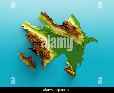 Une illustration de la carte de l'Azerbaïdjan en 3D isolée sur fond bleu Banque D'Images