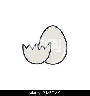 Illustration vectorielle de la ligne de couleur de l'œuf de poulet Illustration de Vecteur