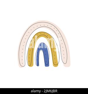 Boho dessiné à la main coloré arc-en-ciel. Formes organiques scandinaves. Pour la décoration de la maison, douche de bébé, chambre d'enfants, anniversaire. Illustration vectorielle, plate de Illustration de Vecteur