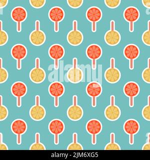 Pop-sicles jaune rouge citron tranche de glace lovely motif sans couture Illustration de Vecteur
