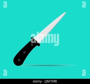 Icône de couteau de cuisson isolée sur fond bleu. Illustration vectorielle de style plat Illustration de Vecteur
